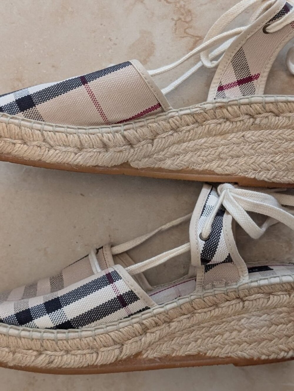 Authentic Burberry Espadrille Wedge Sandals Canvas Archive Beige Women's EU 36 - Picture 3 of 6